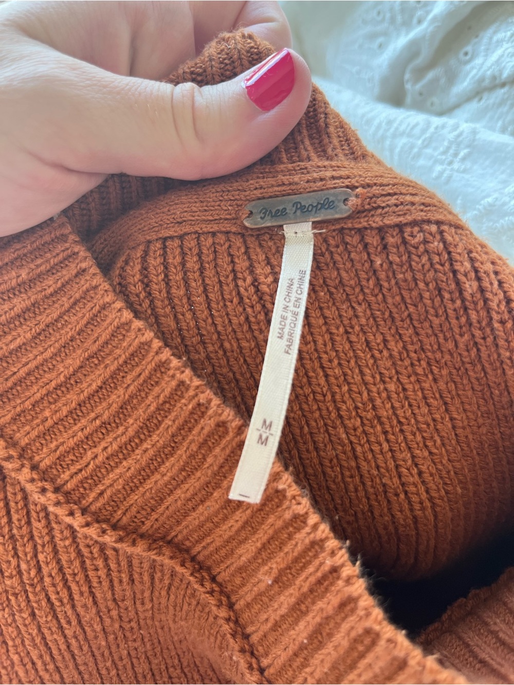 Free People Women’s Oversized Crewneck Sweater - Rust - Picture 2 of 3